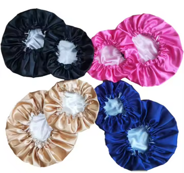 Satin Silk Mommy and Me Adjustable, Reversible Bonnet Sets